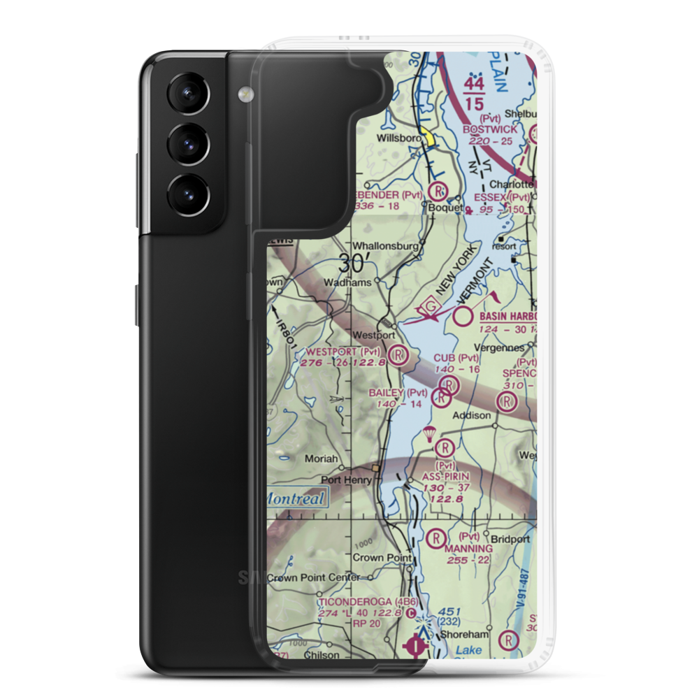 Westport Airport (12NK) VFR Sectional Samsung Case Samsung Galaxy S21 Plus model shown