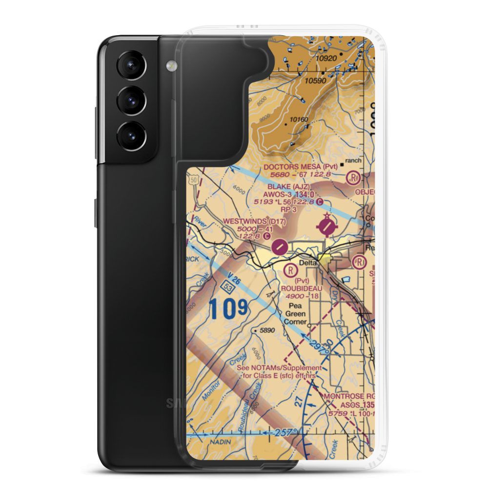Westwinds Airport (D17) VFR Sectional Samsung Case Samsung Galaxy S21 Plus model shown