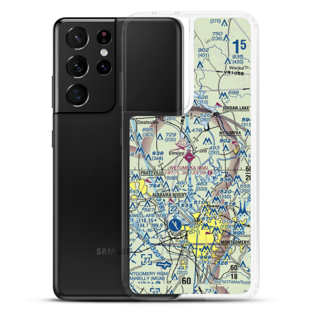 Wetumpka Municipal Airport (08A) VFR Sectional Samsung Case Samsung Galaxy S21 Ultra model shown