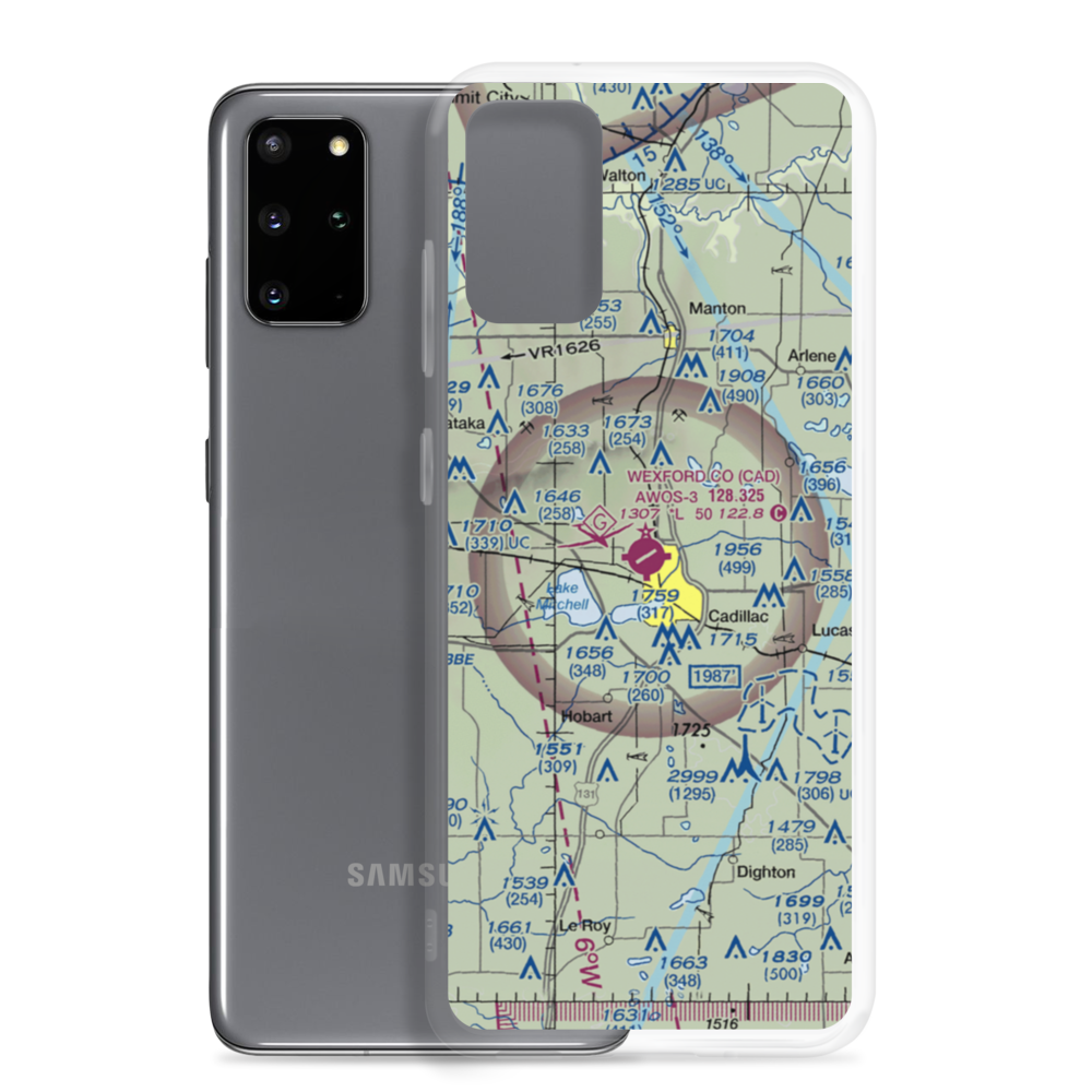 Wexford County Airport (CAD) VFR Sectional Samsung Case Samsung Galaxy S20 Plus model shown