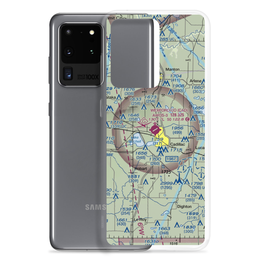 Wexford County Airport (CAD) VFR Sectional Samsung Case Samsung Galaxy S20 Ultra model shown