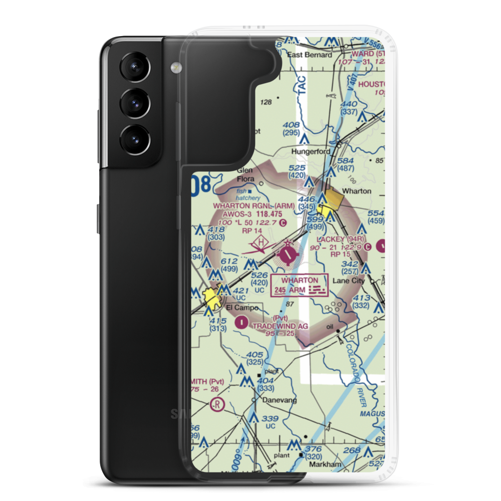 Wharton Regional Airport (ARM) VFR Sectional Samsung Case Samsung Galaxy S21 Plus model shown