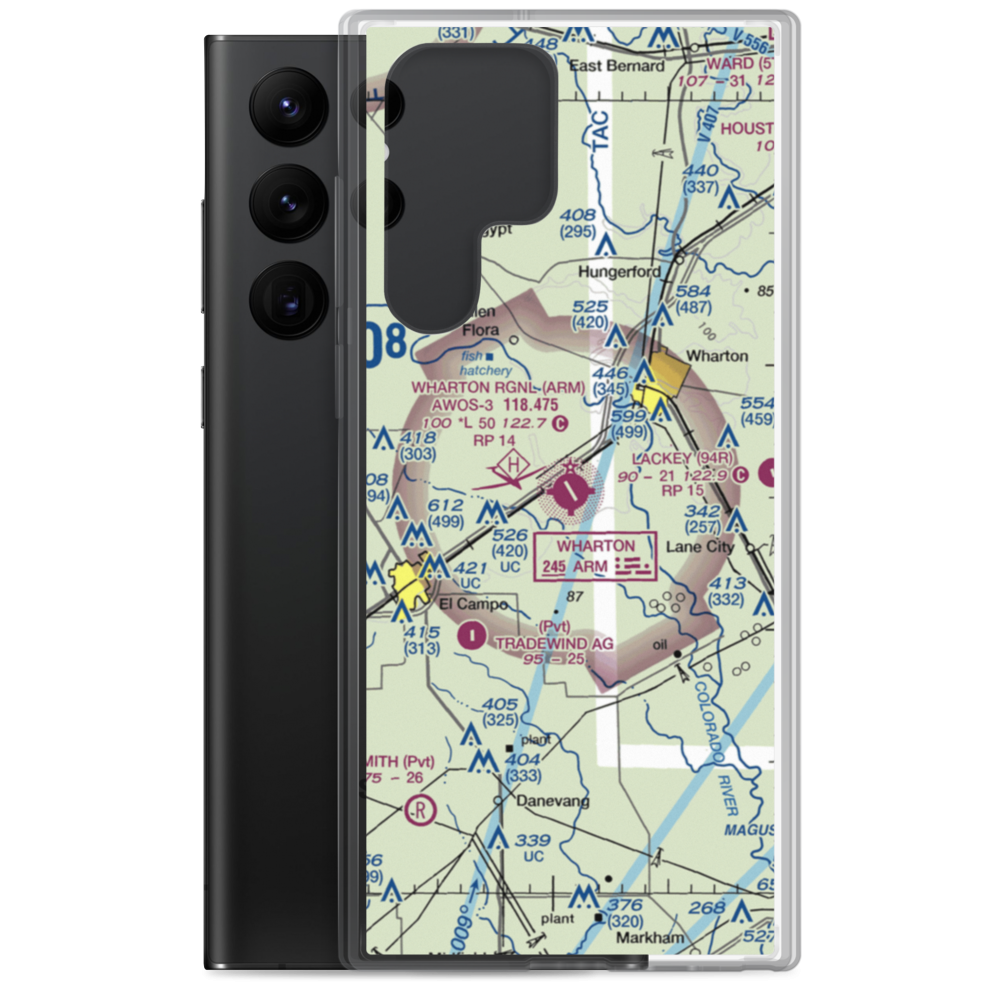 Wharton Regional Airport (ARM) VFR Sectional Samsung Case Samsung Galaxy S22 Ultra model shown