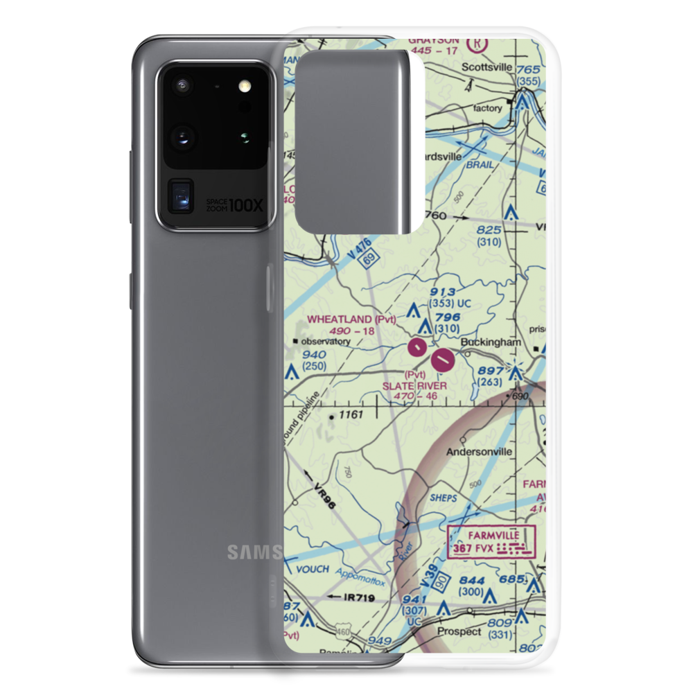 Wheatland Airport (23VA) VFR Sectional Samsung Case Samsung Galaxy S20 Ultra model shown