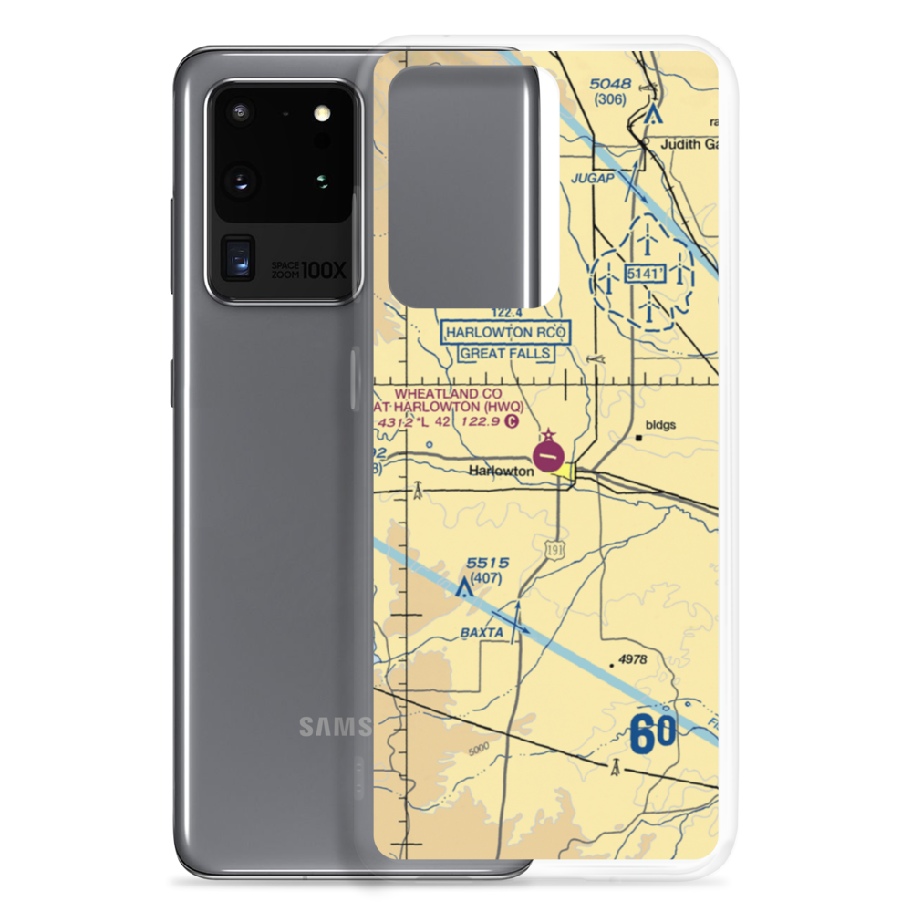 Wheatland County At Harlowton Airport (HWQ) VFR Sectional Samsung Case Samsung Galaxy S20 Ultra model shown