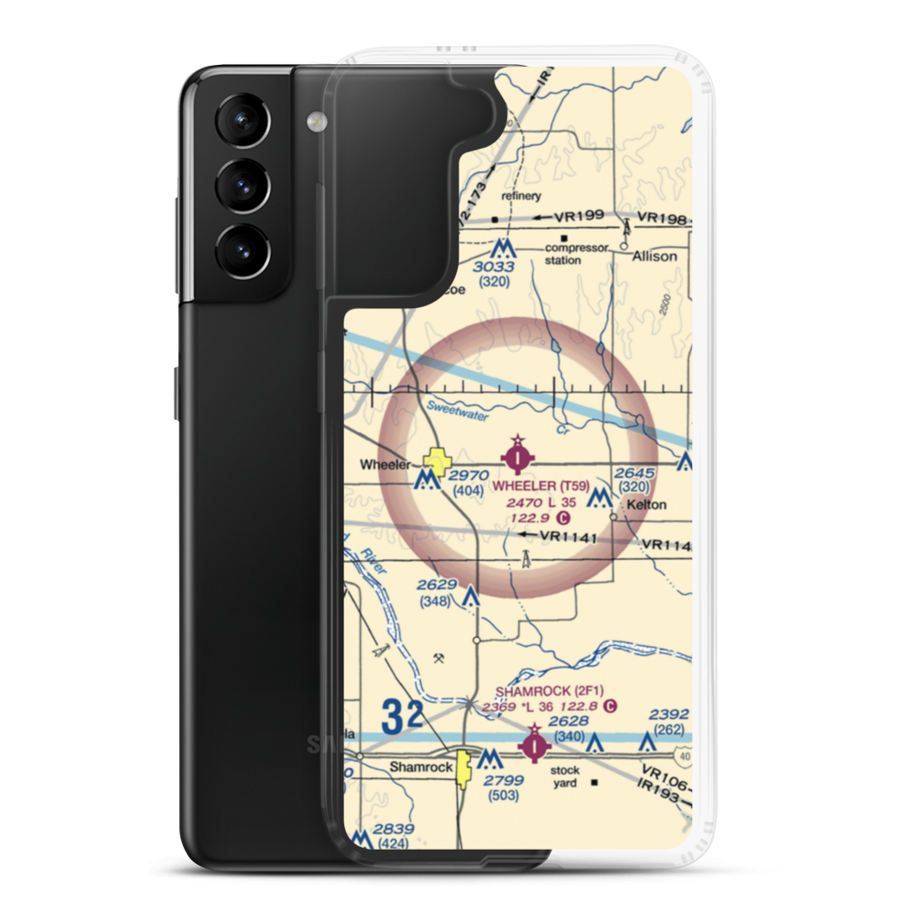 Wheeler Municipal Airport (T59) VFR Sectional Samsung Case Samsung Galaxy S21 Plus model shown