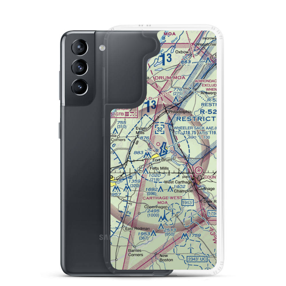 Wheeler Sack Army Air Field (GTB) VFR Sectional Samsung Case Samsung Galaxy S21 model shown