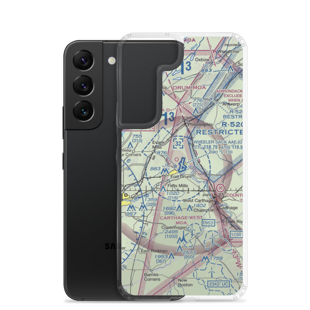 Wheeler Sack Army Air Field (GTB) VFR Sectional Samsung Case Samsung Galaxy S22 model shown
