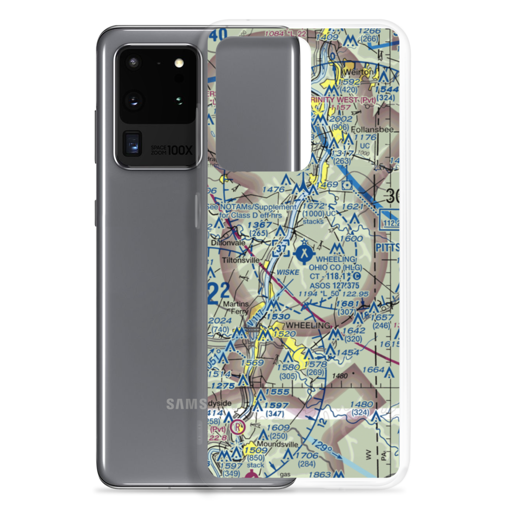 Wheeling Ohio County Airport (HLG) VFR Sectional Samsung Case Samsung Galaxy S20 Ultra model shown