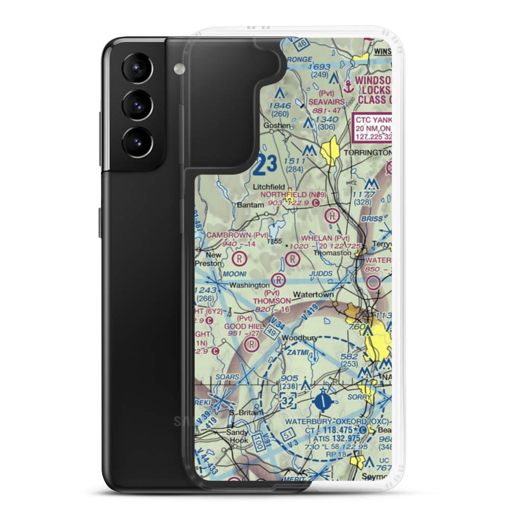 Whelan Farms Airport (CT01) VFR Sectional Samsung Case Samsung Galaxy S21 Plus model shown