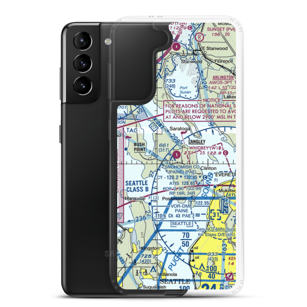 Whidbey Air Park (W10) VFR Sectional Samsung Case Samsung Galaxy S21 Plus model shown