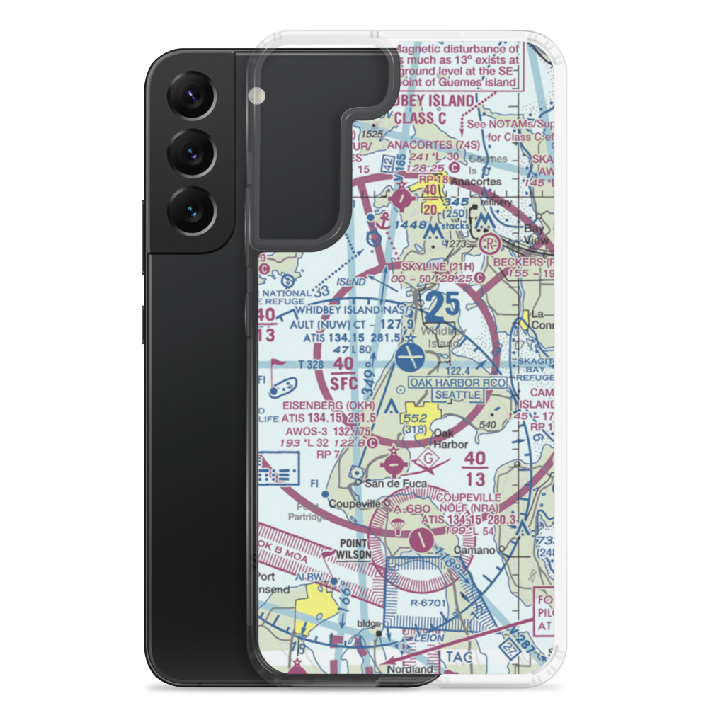 Whidbey Island Naval Air Station (Ault Field) (NUW) VFR Sectional Samsung Case Samsung Galaxy S22 Plus model shown