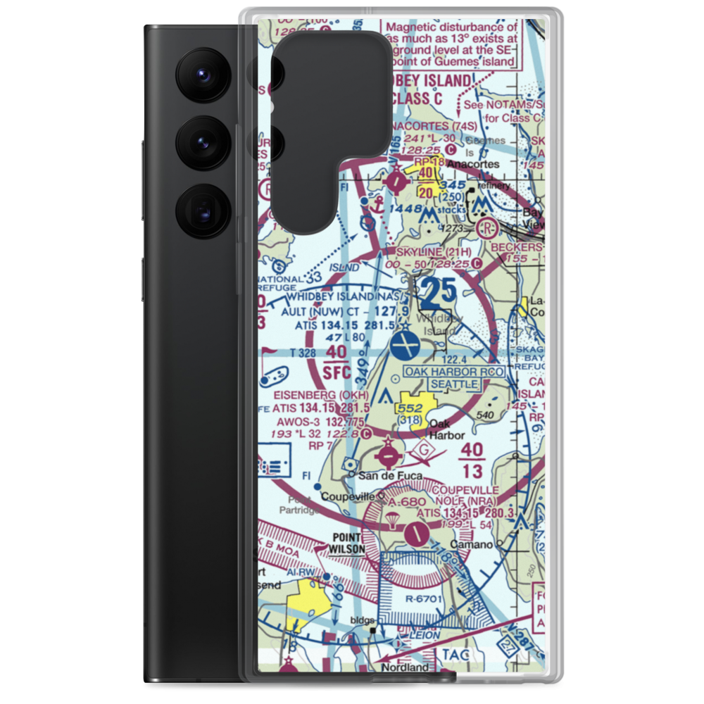 Whidbey Island Naval Air Station (Ault Field) (NUW) VFR Sectional Samsung Case Samsung Galaxy S22 Ultra model shown