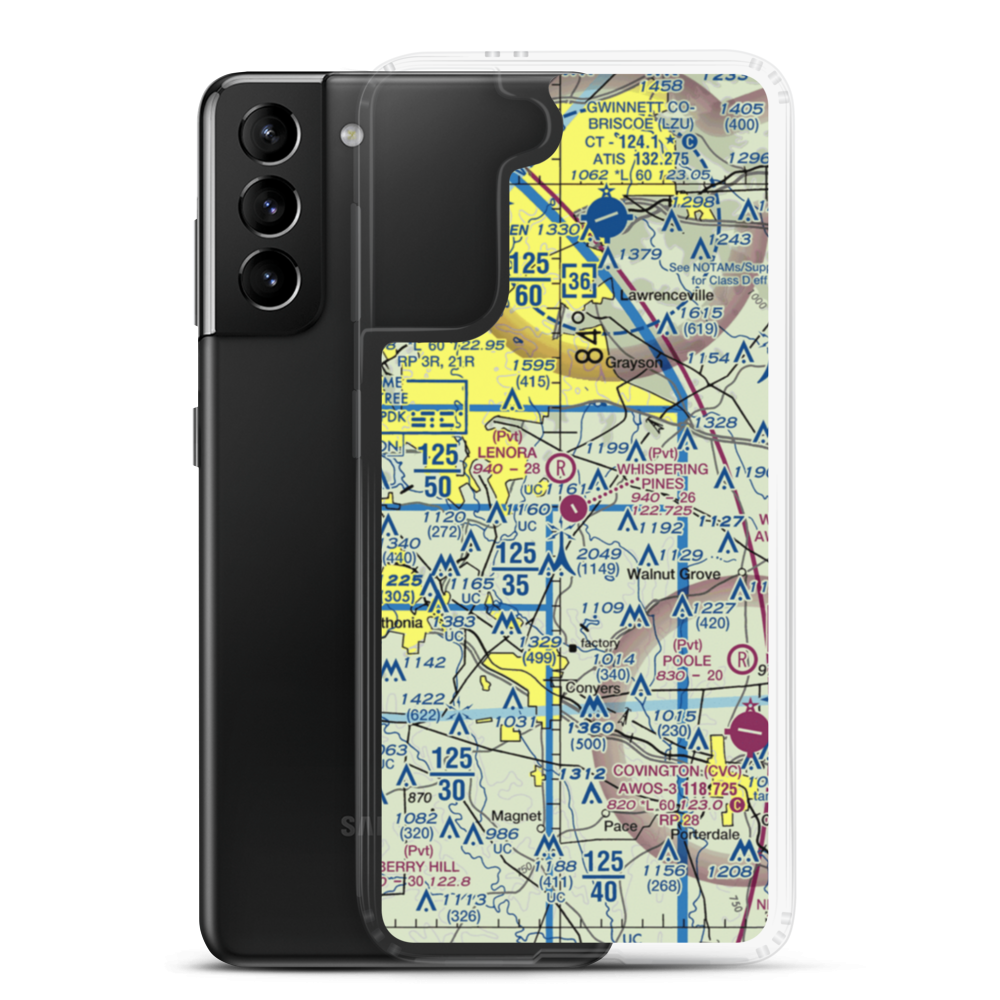 Whispering Pines Airport (GA80) VFR Sectional Samsung Case Samsung Galaxy S21 Plus model shown