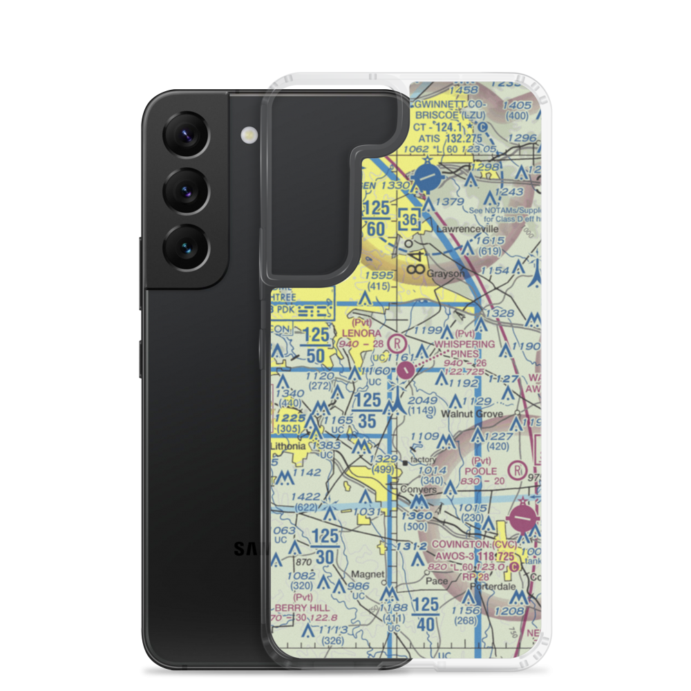 Whispering Pines Airport (GA80) VFR Sectional Samsung Case Samsung Galaxy S22 model shown