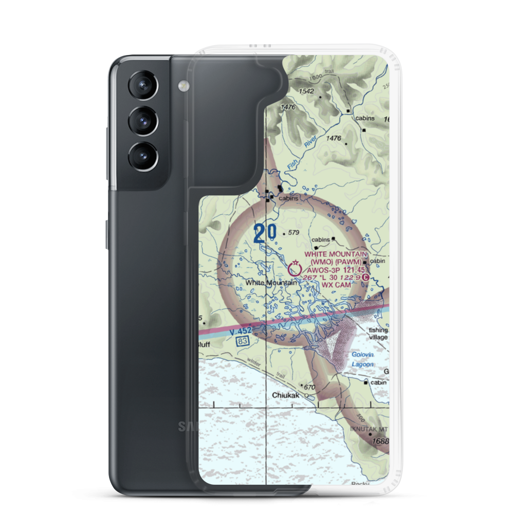 White Mountain Airport (WMO) VFR Sectional Samsung Case Samsung Galaxy S21 model shown