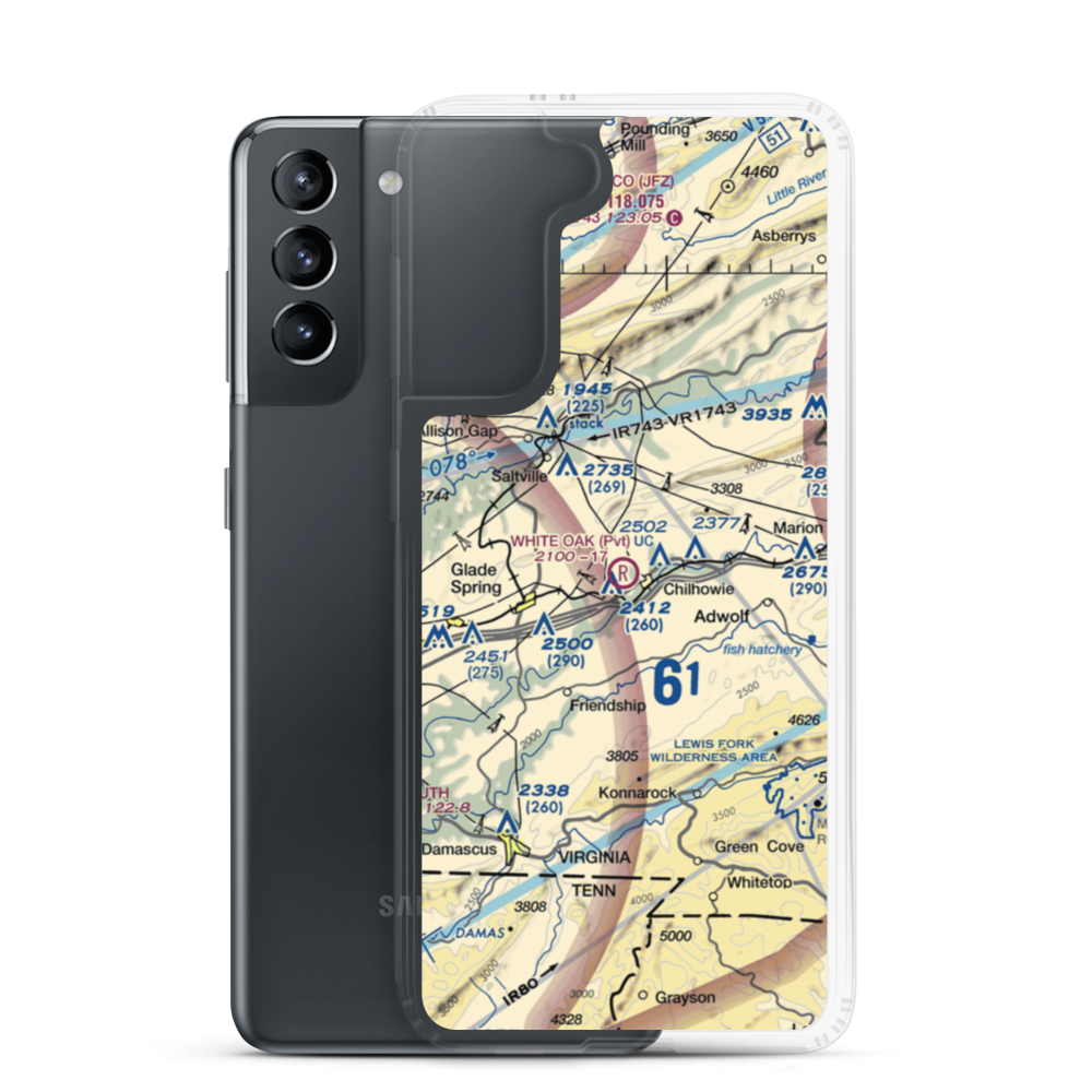 White Oak Stand Airport (VA11) VFR Sectional Samsung Case Samsung Galaxy S21 model shown