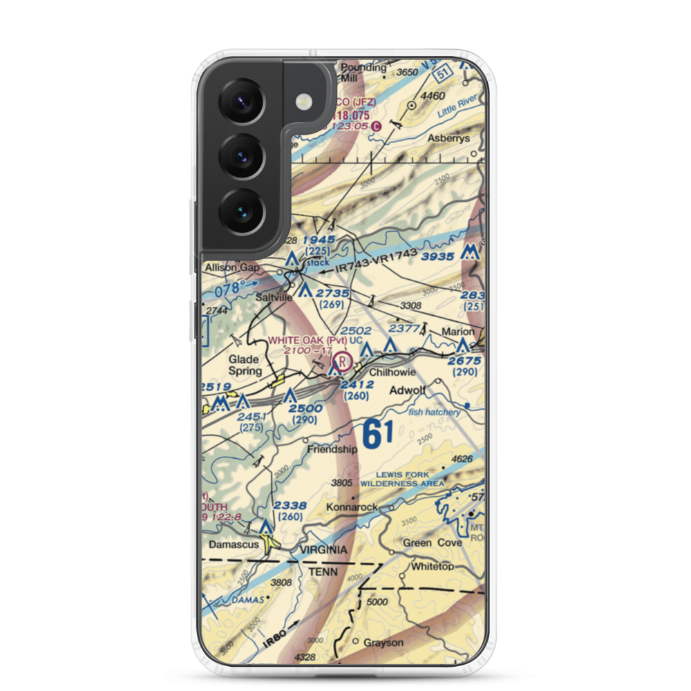 White Oak Stand Airport (VA11) VFR Sectional Samsung Case Samsung Galaxy S22 Plus model shown