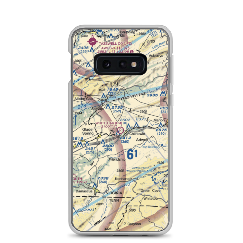 White Oak Stand Airport (VA11) VFR Sectional Samsung Case Samsung Galaxy S10e model shown