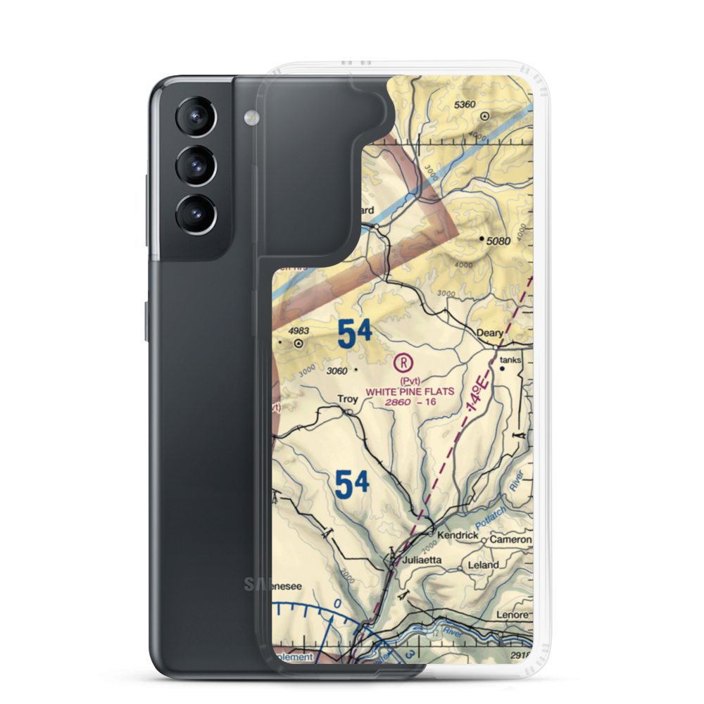 White Pine Flats Ranch LLC Airport (ID94) VFR Sectional Samsung Case Samsung Galaxy S21 model shown