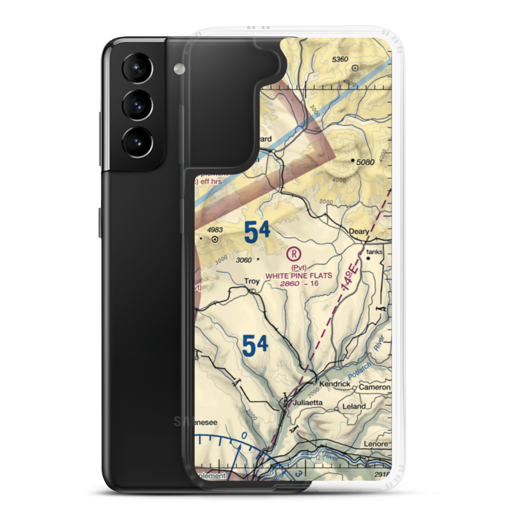 White Pine Flats Ranch LLC Airport (ID94) VFR Sectional Samsung Case Samsung Galaxy S21 Plus model shown