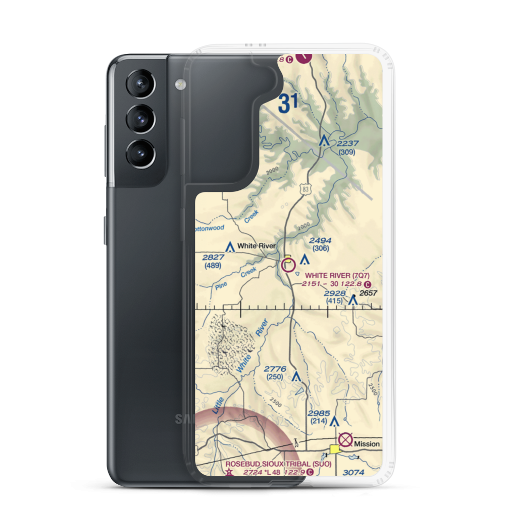 White River Municipal Airport (7Q7) VFR Sectional Samsung Case Samsung Galaxy S21 model shown