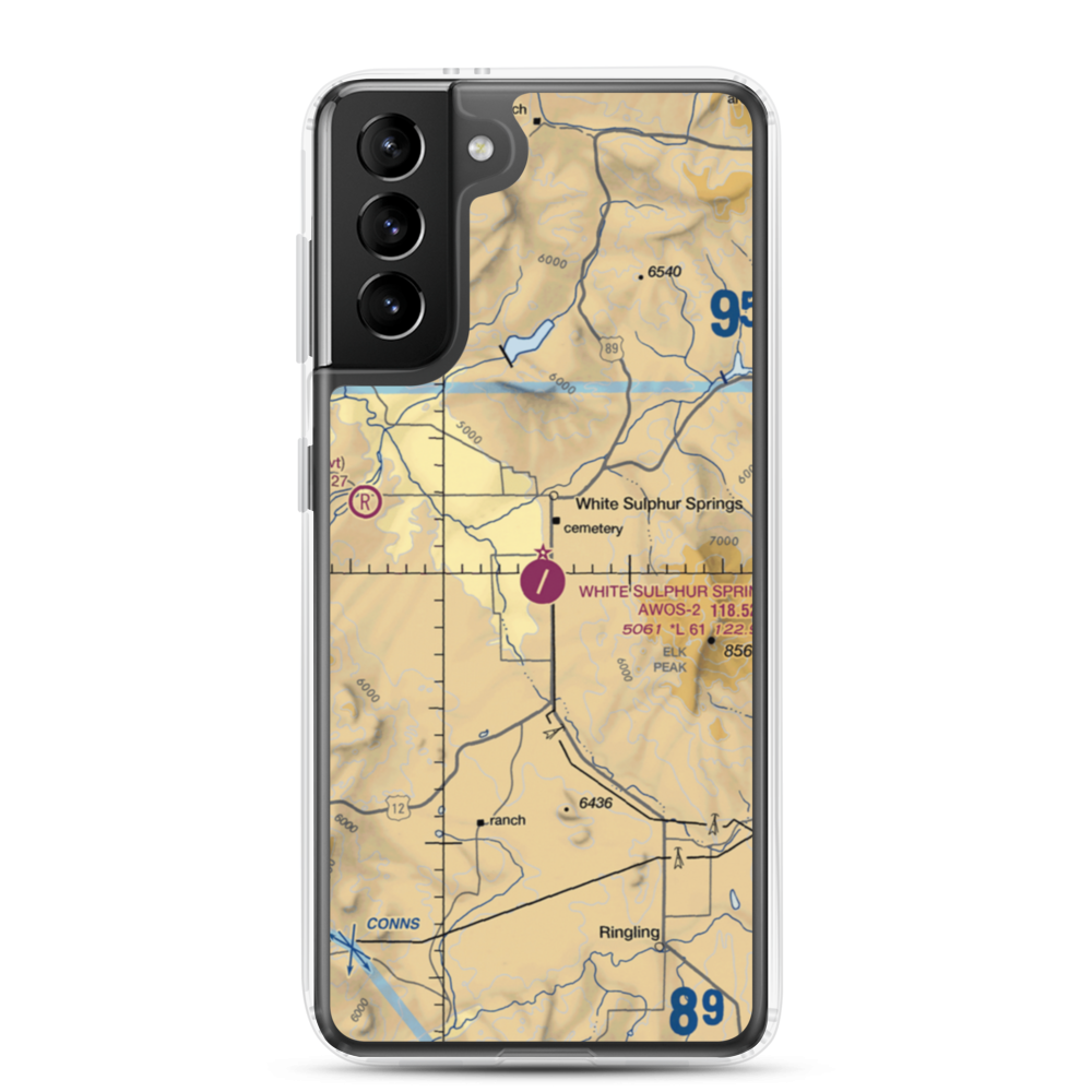 White Sulphur Springs Airport (7S6) VFR Sectional Samsung Case Samsung Galaxy S21 Plus model shown