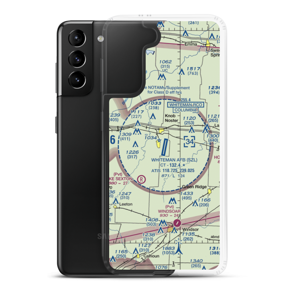 Whiteman Air Force Base (SZL) VFR Sectional Samsung Case Samsung Galaxy S21 Plus model shown