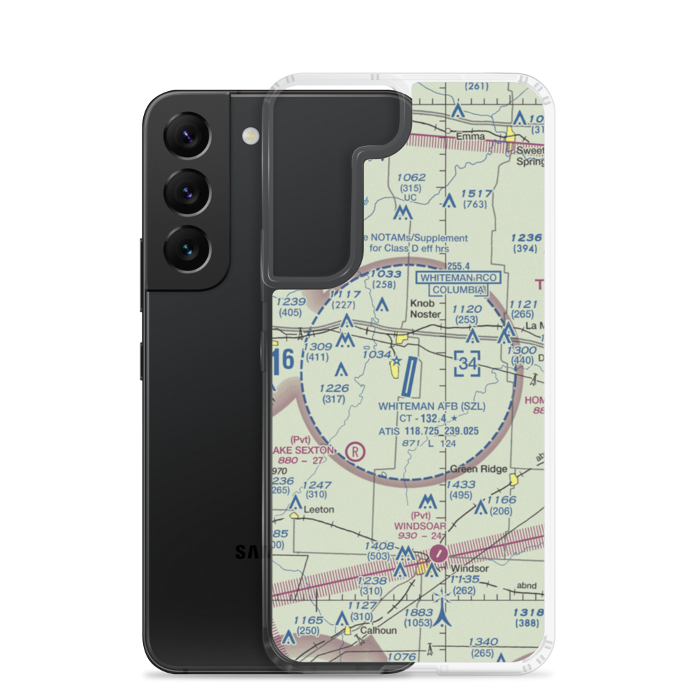 Whiteman Air Force Base (SZL) VFR Sectional Samsung Case Samsung Galaxy S22 model shown