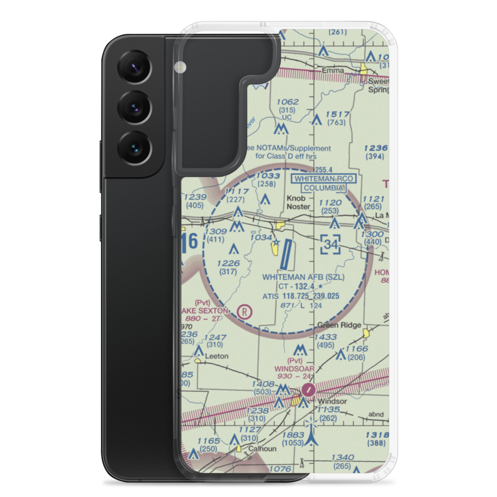 Whiteman Air Force Base (SZL) VFR Sectional Samsung Case Samsung Galaxy S22 Plus model shown
