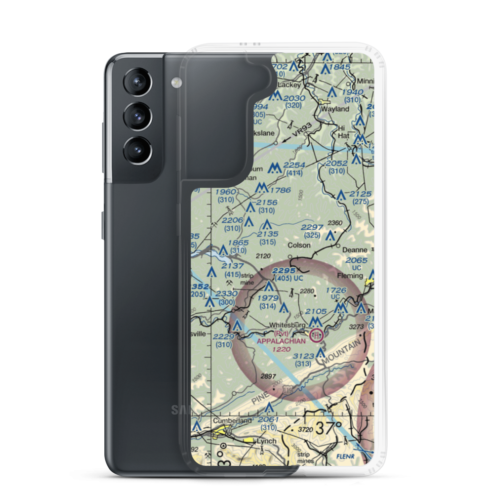Whitesburg Municipal Airport (BRG) VFR Sectional Samsung Case Samsung Galaxy S21 model shown