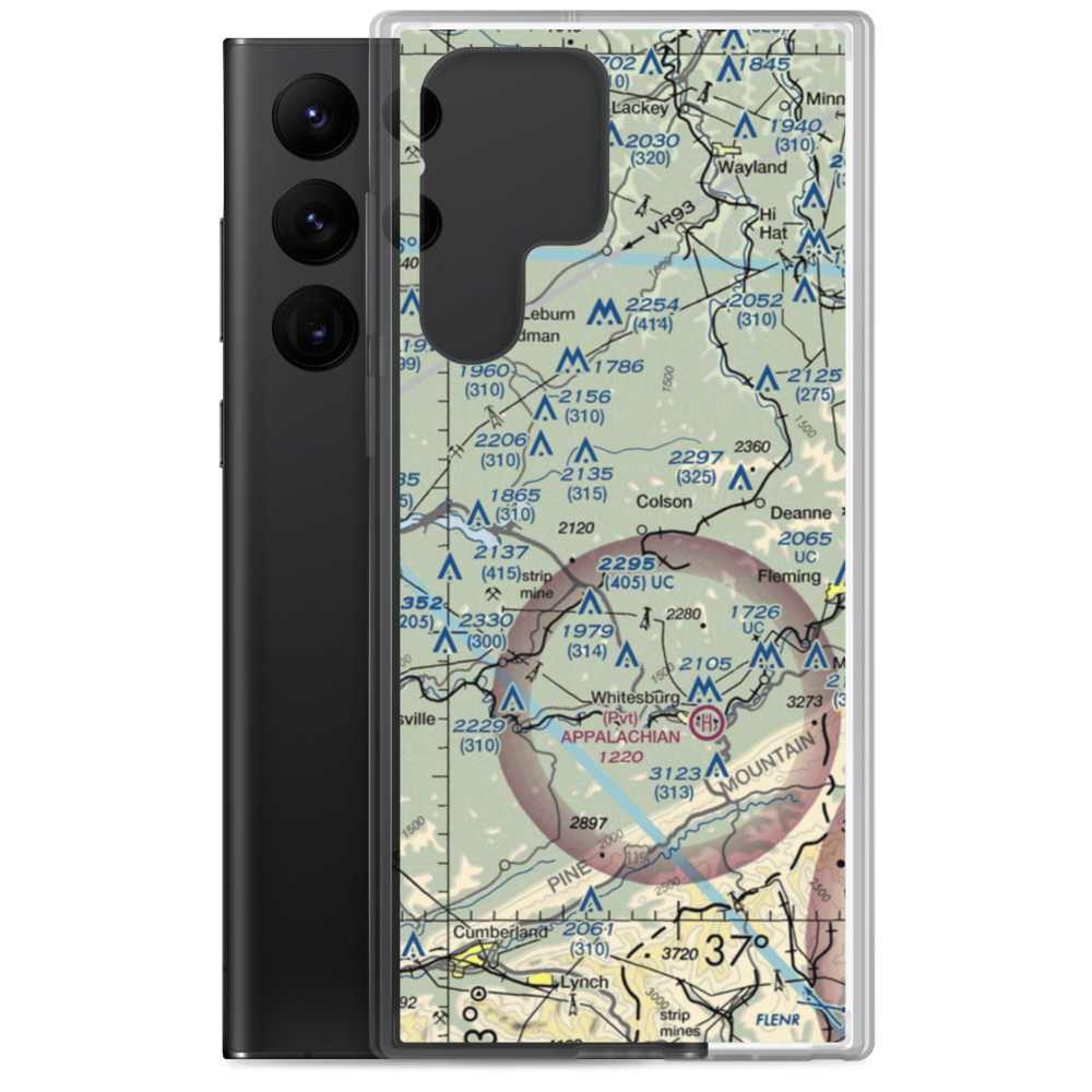 Whitesburg Municipal Airport (BRG) VFR Sectional Samsung Case Samsung Galaxy S22 Ultra model shown