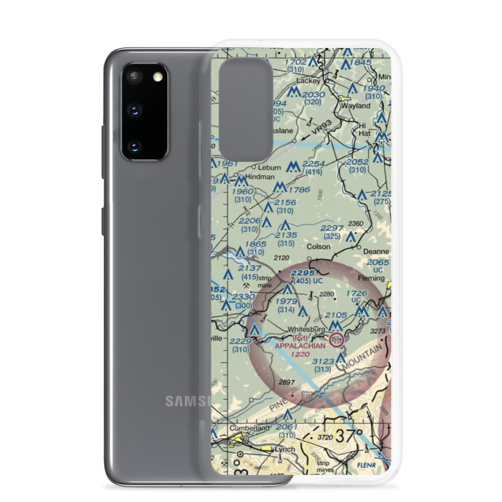 Whitesburg Municipal Airport (BRG) VFR Sectional Samsung Case Samsung Galaxy S20 model shown