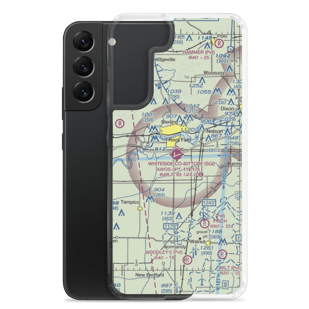 Whiteside County Airport-Joseph H Bittorf Field (SQI) VFR Sectional Samsung Case Samsung Galaxy S22 Plus model shown