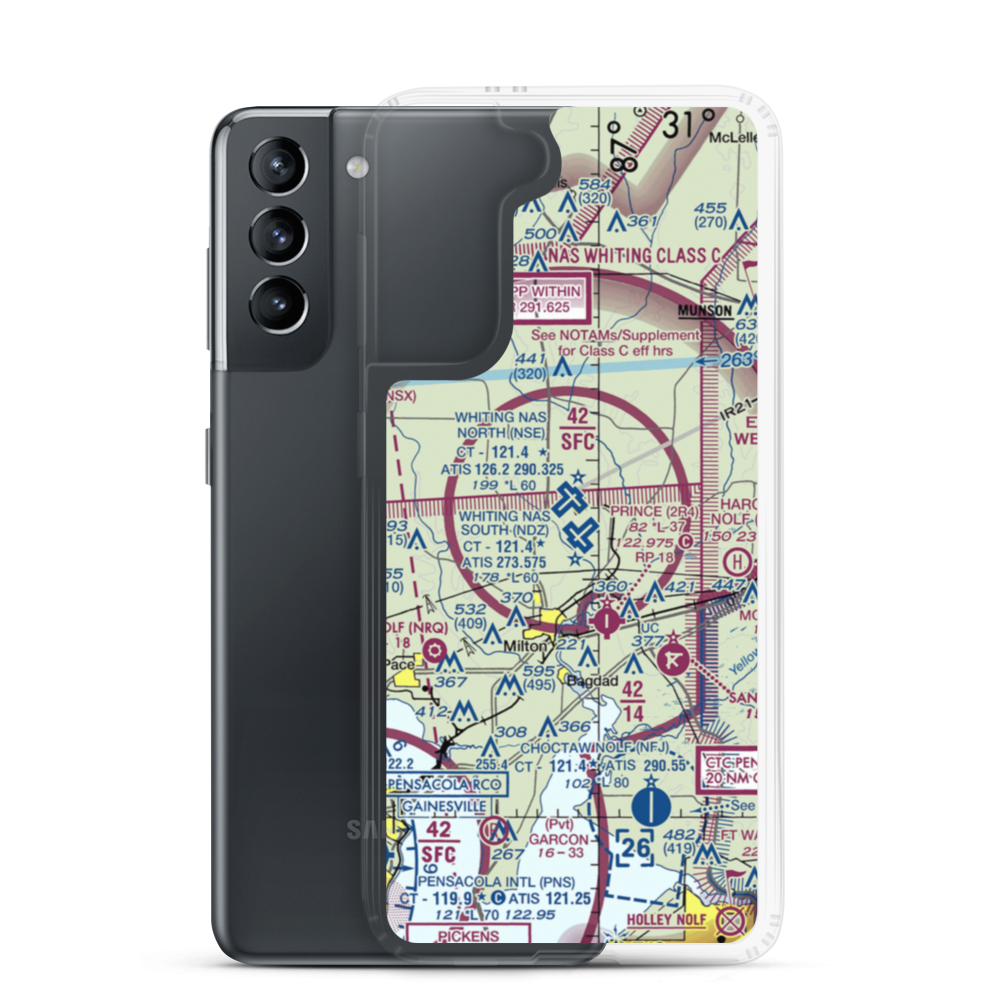 Whiting Field Naval Air Station South Airport (NDZ) VFR Sectional Samsung Case Samsung Galaxy S21 model shown
