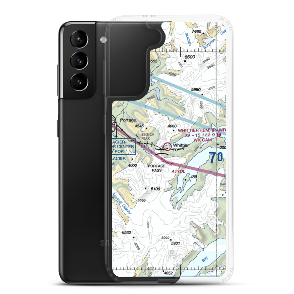 Whittier Airport (IEM) VFR Sectional Samsung Case Samsung Galaxy S21 Plus model shown