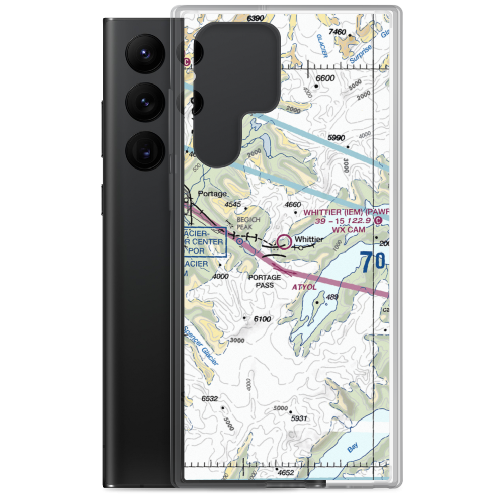 Whittier Airport (IEM) VFR Sectional Samsung Case Samsung Galaxy S22 Ultra model shown