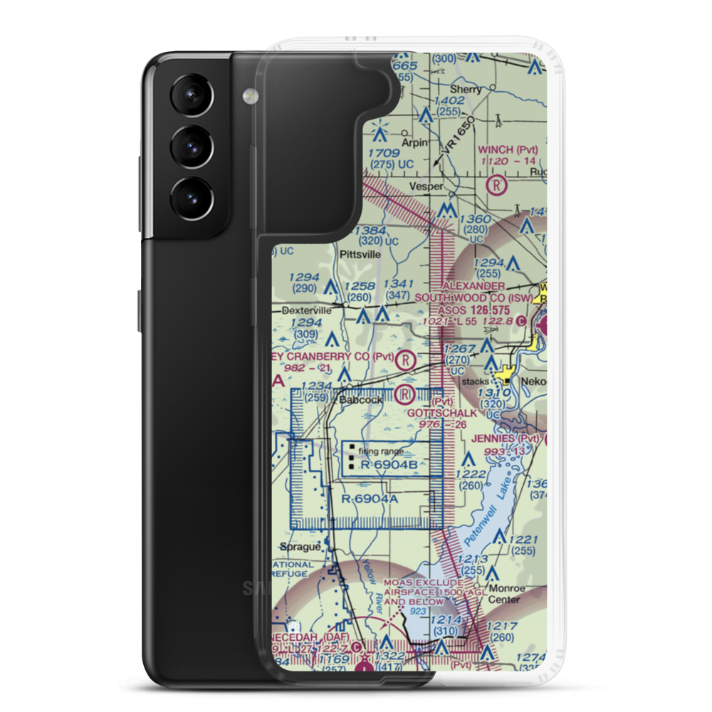 Whittlesey Cranberry Co Airport (29WI) VFR Sectional Samsung Case Samsung Galaxy S21 Plus model shown
