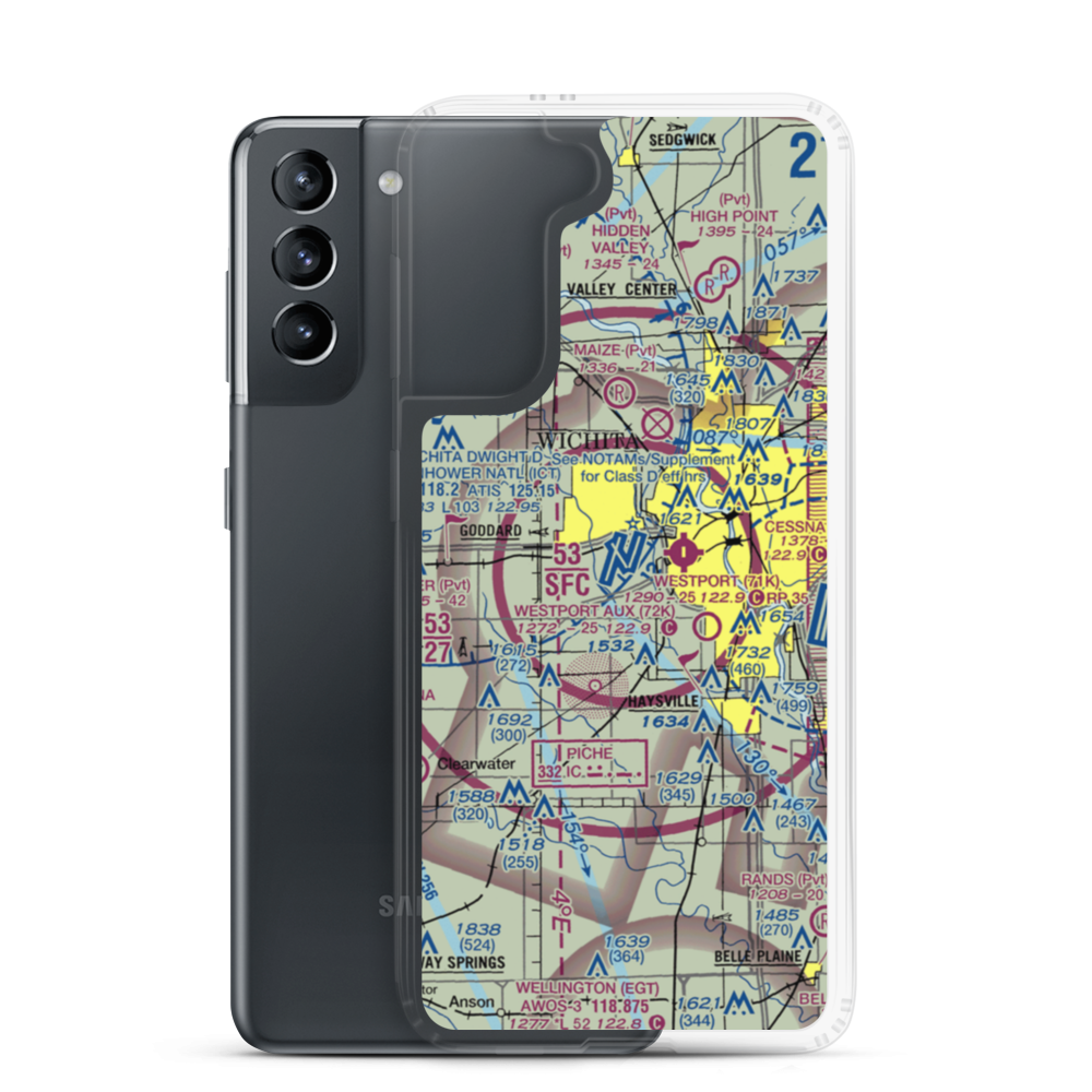 Wichita Eisenhower National Airport (ICT) VFR Sectional Samsung Case Samsung Galaxy S21 model shown