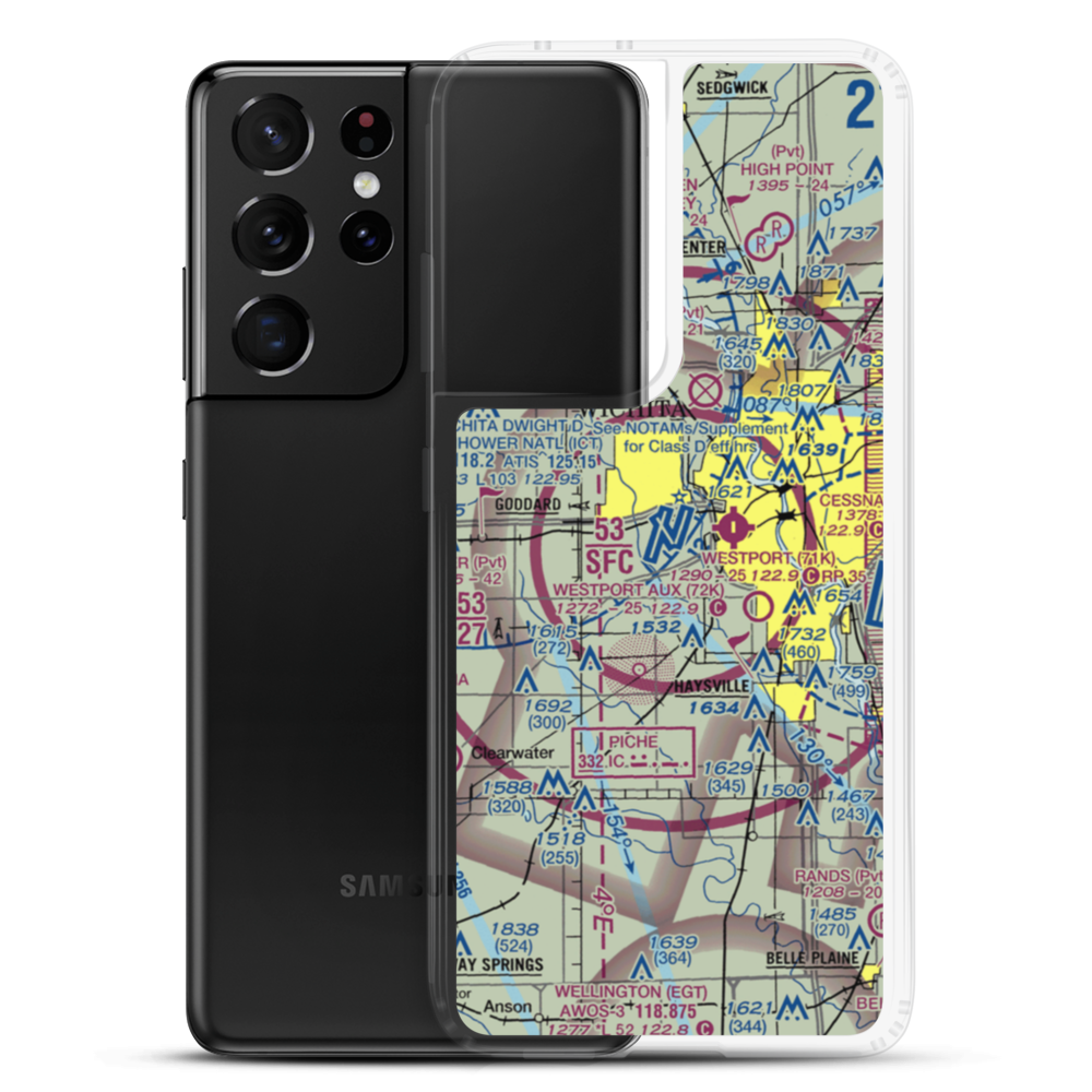 Wichita Eisenhower National Airport (ICT) VFR Sectional Samsung Case Samsung Galaxy S21 Ultra model shown