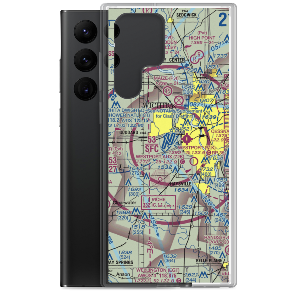 Wichita Eisenhower National Airport (ICT) VFR Sectional Samsung Case Samsung Galaxy S22 Ultra model shown
