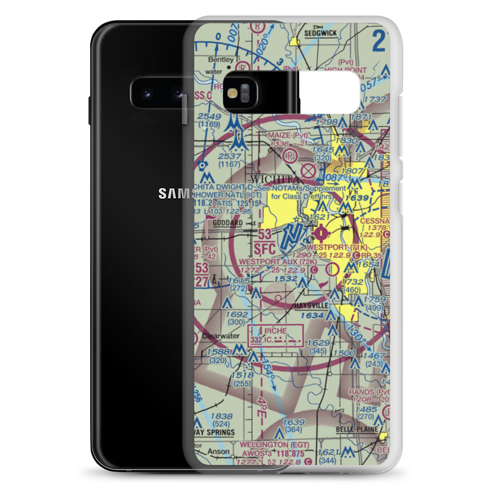 Wichita Eisenhower National Airport (ICT) VFR Sectional Samsung Case Samsung Galaxy S10+ model shown