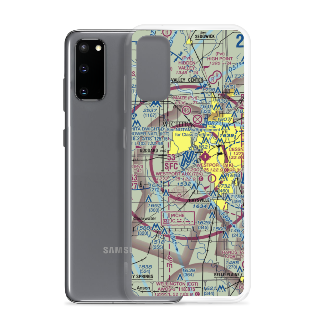 Wichita Eisenhower National Airport (ICT) VFR Sectional Samsung Case Samsung Galaxy S20 model shown