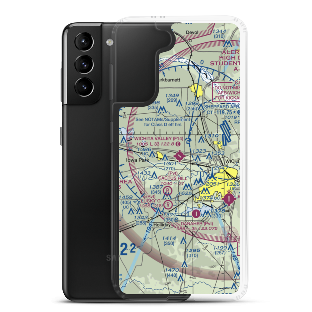 Wichita Valley Airport (F14) VFR Sectional Samsung Case Samsung Galaxy S21 Plus model shown