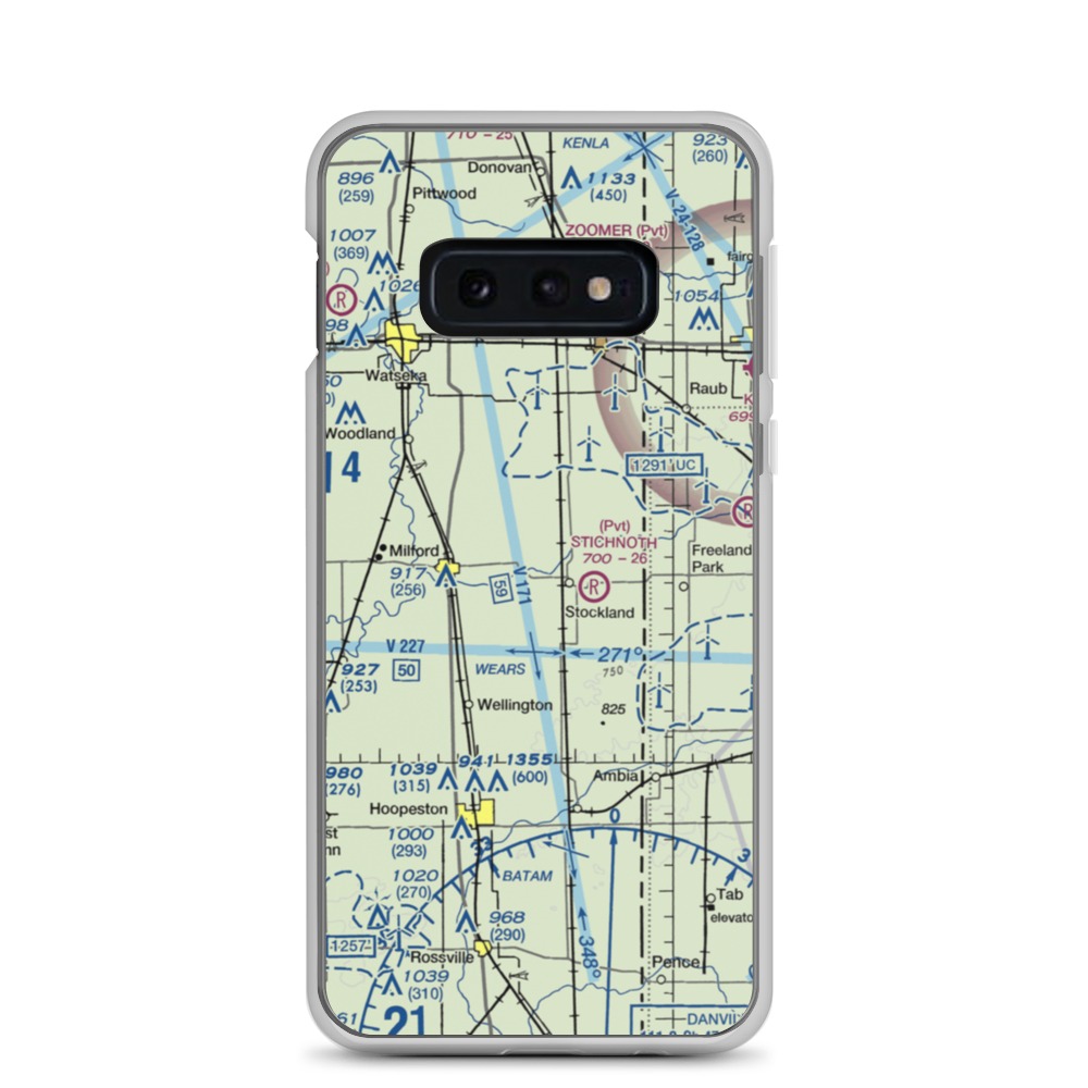 Wichman Airport (96LL) VFR Sectional Samsung Case Samsung Galaxy S10e model shown