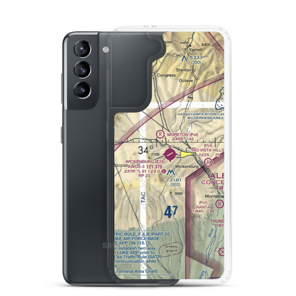 Wickenburg Municipal Airport (E25) VFR Sectional Samsung Case Samsung Galaxy S21 model shown