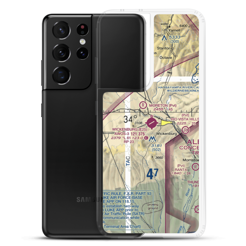 Wickenburg Municipal Airport (E25) VFR Sectional Samsung Case Samsung Galaxy S21 Ultra model shown