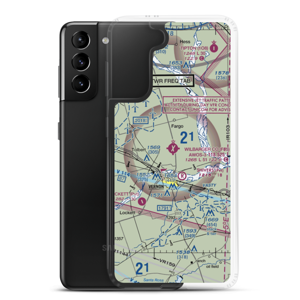 Wilbarger County Airport (F05) VFR Sectional Samsung Case Samsung Galaxy S21 Plus model shown