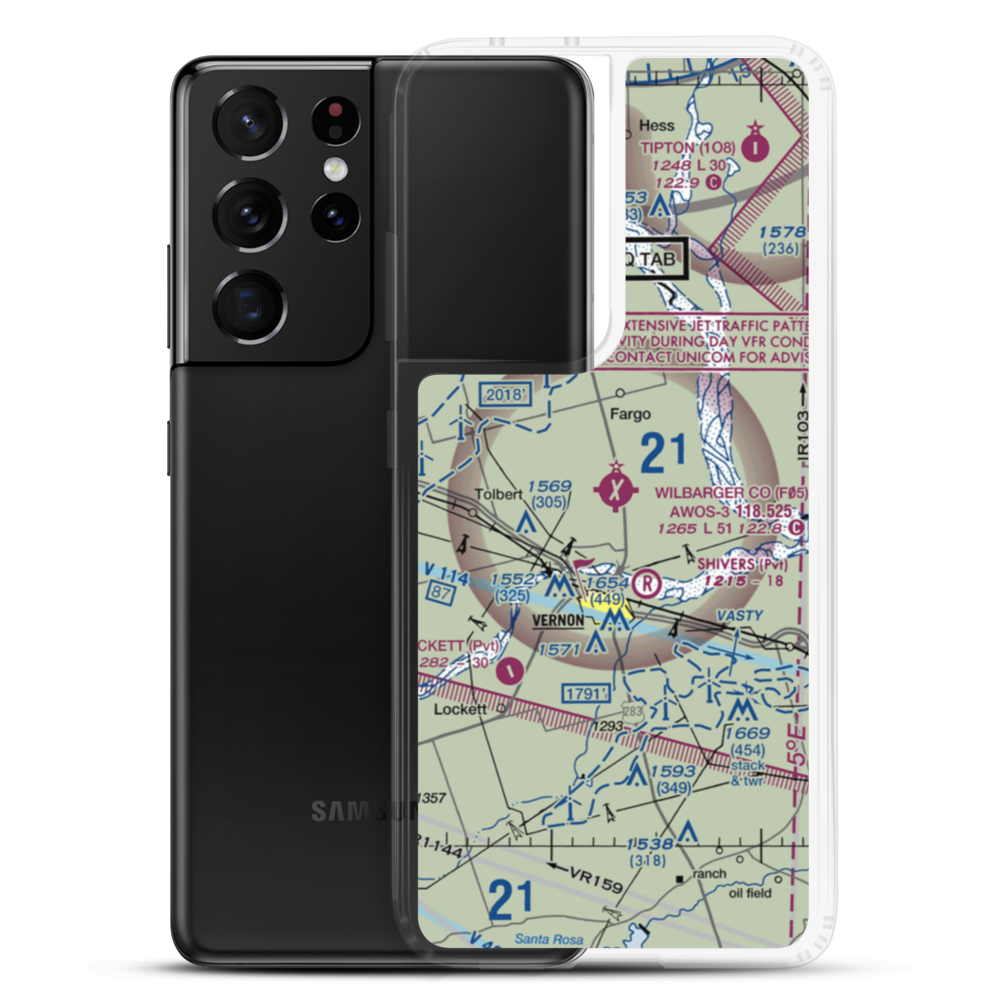 Wilbarger County Airport (F05) VFR Sectional Samsung Case Samsung Galaxy S21 Ultra model shown