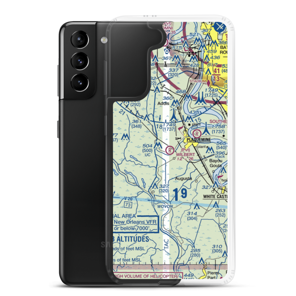 Wilbert Airport (LA15) VFR Sectional Samsung Case Samsung Galaxy S21 Plus model shown